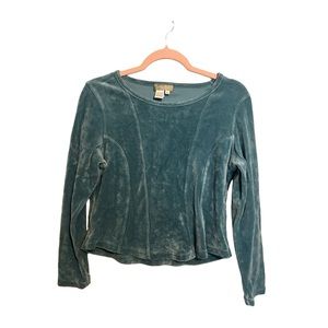 Territory Ahead Women’s Sweater Top Velvet Long Sleeve Cotton Blend Blue Size MP